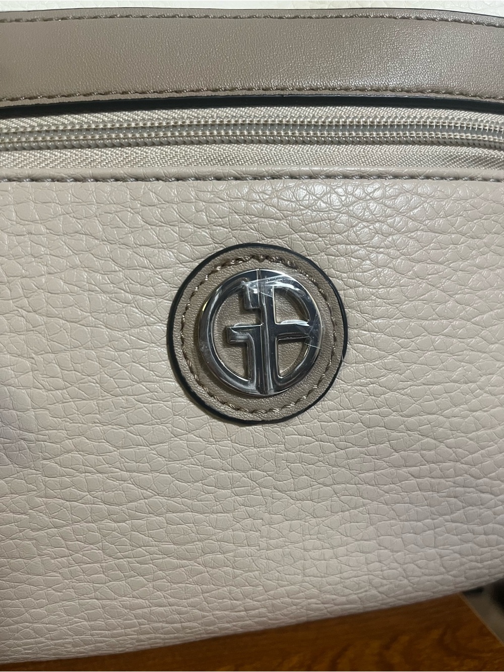 Giani Bernini Ivory Taupe Pebble Hobo Shoulder Bag Multi Pocket Purse - Picture 5 of 12